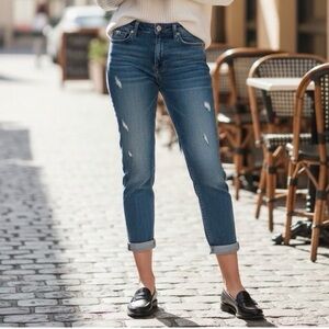 7 For All Mankind Slightly Distressed Crop Straight Leg Jeans 24